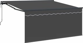 vidaXL Behúzható napellenző Antracit 300 x 250 cm Pamut és Alumínium