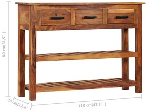 3 fiókos tömör fa tálalóasztal 110 x 30 x 80 cm