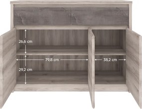 Komód 3D2S, nairobi gesztenye/onix, JESI NEW