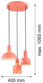 Argon 1469 - Csillár zsinóron SINES 3xE27/15W/230V narancssárga