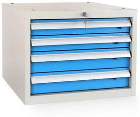 Szekrény műhelyasztalhoz Solid, 4 fiókkal, kék - ral 5012