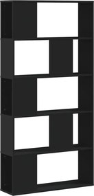 vidaXL 5 szintes fekete szerelt fa könyvespolc 80,5 x 23,5 x 162,5 cm