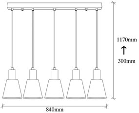 KEM kábeles csillár 5x E27/40W/230V fekete