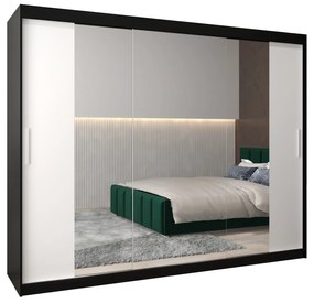 Ruhásszekrény 250 cm Toki 2 (matt fekete + matt fehér). 1065031