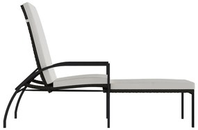 Barna polyrattan napozóágy lábtartóval