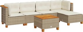 vidaXL 6 részes bézs polyrattan kerti ülőgarnitúra párnával