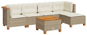 vidaXL 6 részes bézs polyrattan kerti ülőgarnitúra párnával
