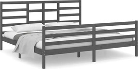 vidaXL szürke tömör fa ágykeret 200 x 200 cm