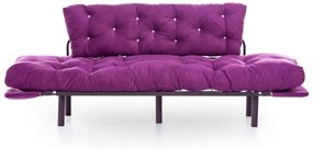 Kanapéágy Nitta Triple, Futon, 3 ülőhely, 225x70 cm, fém, lila