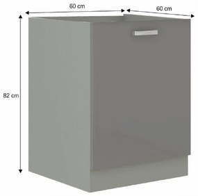 Alsó konyhaszekrény 60 D 1F BB Pleitton (fényes szürke). 1015558