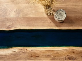 Világos Fa Étkezőasztal Epoxi Gyantával 160 x 90 cm  Beliani