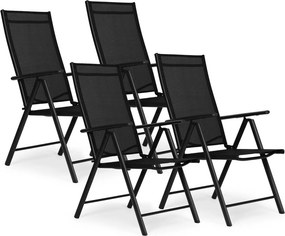 Kerti szék, MultiGarden WR1652-4, fekete, 70 x 57 x 106 cm, állítható háttámla (7 fokozat), összecsukható, acél keret, textil, 100 kg teherbírás, 4 db-os szett