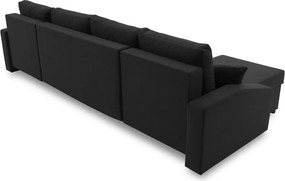 Sparta Plus sarokkanapé, szövet anyag, univerzális oldal, fekete
