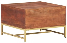 mézbarna tömör akácfa dohányzóasztal 67 x 67 x 45 cm