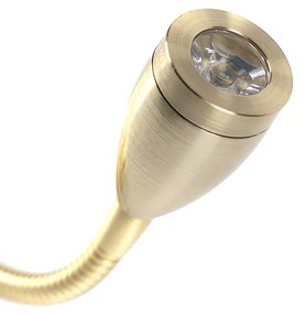 Arany fali lámpa USB-vel és fehér búrával 18 cm - Brescia Combi