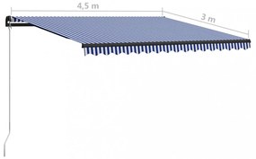 kék és fehér kézzel kihúzható napellenző 450 x 300 cm