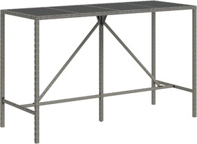 vidaXL szürke polyrattan üveglapos bárasztal 180 x 70 x 110 cm