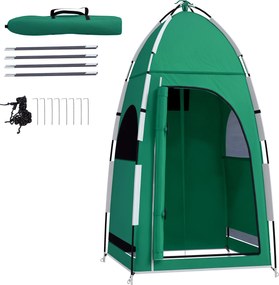 Outsunny Hordozható Zuhanyzó Sátor, Privát Pop-Up Sátor Kölle Készlettel 122x122x213 cm UPF30+ Átváltozó Szoba Kempinghez, WC-hez, Túrázáshoz Zöld | A