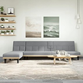 világosszürke L-alakú bársony kanapéágy 255x140x70 cm