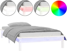 vidaXL fehér tömör fa LED-es ágykeret 100 x 200 cm