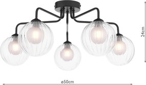 Dar Lighting modern mennyezeti lámpa feya matt fekete darfey0522-20