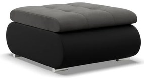 Tokio puff, bársony + műbőr, szürke - fekete