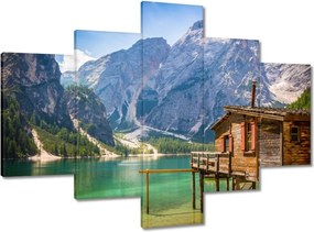 Vászonkép 100x70 Fa házikó a hegyekben