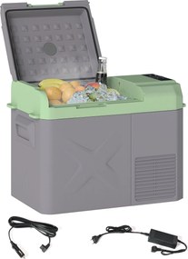 Outsunny 24,2 Literes Kompresszor Hűtő Elektromos Hűtő LED ECO Módú Hűtési Funkcióval, Néma Fagyasztó, Hődoboz, Mini Hűtő 12/220 Volt Autó Csatlakozóh