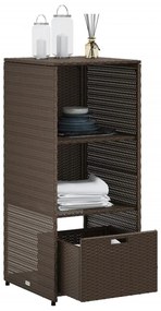 barna polyrattan kerti tárolószekrény 50 x 55 x 115 cm