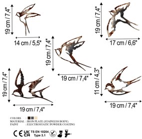Fém fali dekoráció, Birds-2