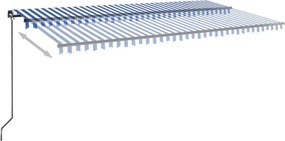 Kék és fehér kézzel kihúzható napellenző 600 x 350 cm