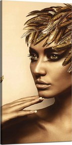 Vászonkép Elmélkedő Nő Arany Toll Színek 60x120 cm