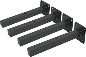 Fali polctartó szett csavarokkal 25cm fekete szín 4db 30kg-ig