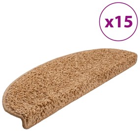 vidaXL 15 db bézs lépcsőszőnyeg 65 x 21 x 4 cm