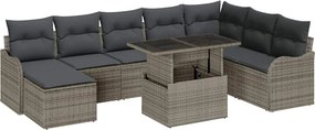 vidaXL Kerti Kanapé Szett párnával 9 pcs Szürke Poli rattan