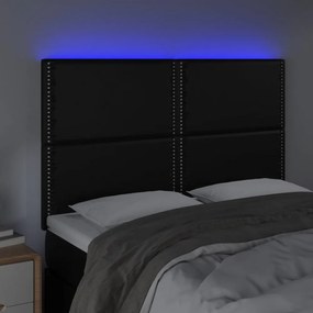 fekete műbőr LED-es fejtámla 144x5x118/128 cm
