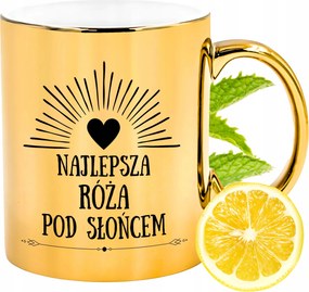 Prémium Arany Csillogó Bögre Rózsa Ajándék Nyomtatott Fotóval