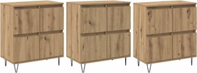 vidaXL Oldalszekrények 3 pcs kézműves tölgy 180 x 35 x 70 cm Faanyag
