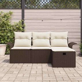 Kerti Kanapé Szett 4 pcs Barna és krémszínű 196 x 117 x 85 cm