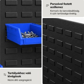 Oldalsó, fekete perforált tábla tárolókhoz, 334x684x18 mm: MEGAN kiegészítők
