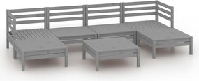 vidaXL 7 részes szürke tömör fenyőfa kerti ülőgarnitúra