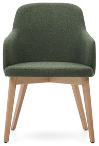 Sötétzöld kárpitozott karfás étkezőfotel Nelida – Kave Home