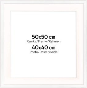 Hen Pass fehér képkeret 1 50x50 cm passe partout (40x40)