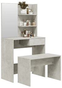 betonszürke színű fésülködőasztal-szett 74,5 x 40 x 141 cm