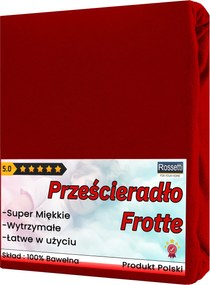 Frottír Lepedő Gumis 80x160 cm Négyzet Piros