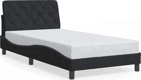 vidaXL fekete bársony ágykeret matrac nélkül 100x200 cm