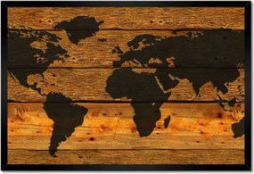 Poszterek keretben 60x40 Világtérkép deszkákon