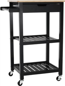 Tálalókocsi, természetes/fekete, ARETE