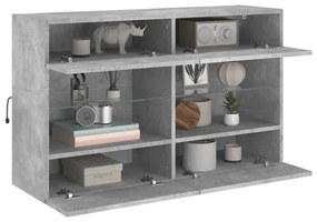 betonszürke falra szerelhető TV-szekrény LED-del 98,5x30x60,5cm