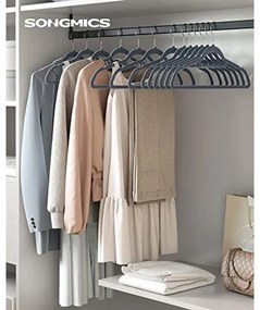 Bársony fogasok, 20 darabos ruhafogas készlet, világosszürke